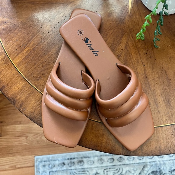 Faux Leather Slide Sandals - Picture 2 of 5